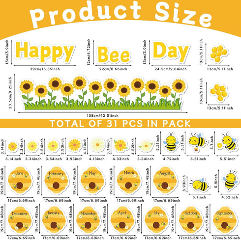 Bee Birthday Bulletin Board Happy Bee Day Bulletin Board Set Happy Birthday Classroom Supplies Honeycomb Bulletin Board Decoration Bee Cutouts Sun...