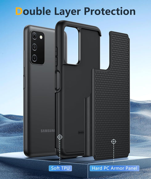 BNIUT for Samsung Galaxy A03s Case: Dual Layer Shockproof Protective Heavy Duty Cell Phone Cover Rugged with Non Slip Textured Back - Military Pro...