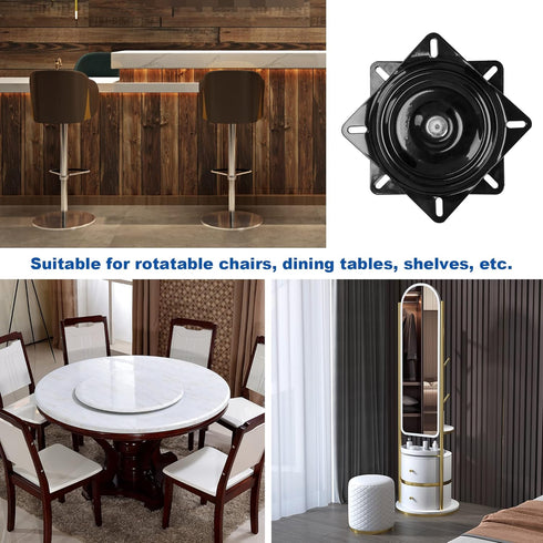 BQLZR 6 inch A3 Steel Plate Black Ball Bearing Square Swivel Turntable Chair Swivel for Bar Stool Chair...