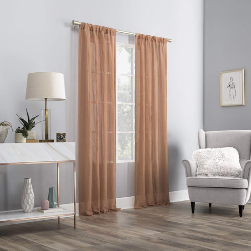 No. 918 Genevieve 2-pack 2-pack Linen Weave Sheer Semi-Sheer Grommet Curtain Panel Pair, 50" x 84", Sienna...