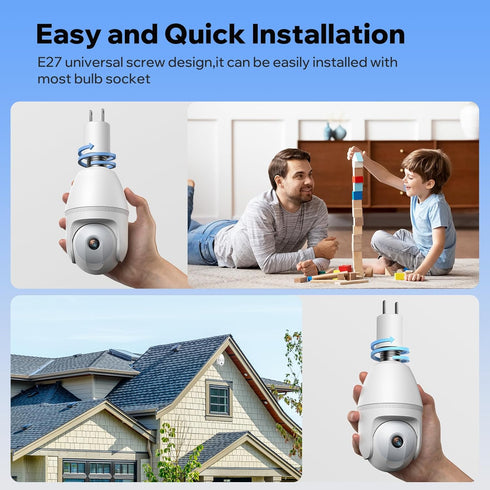 5GHz Light Bulb Security Camera Outdoor Waterproof,Light Socket Security Camera Outdoor, Wireless Bulb Camera,Full Color Night Vision, TwoWay Dial...