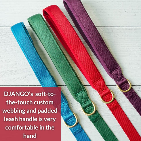 DJANGO Adventure Dog Leash – Strong, Comfortable, and Stylish Dog Leash with Solid Brass Hardware and Padded Handle - Designed for Outdoor Adventu...