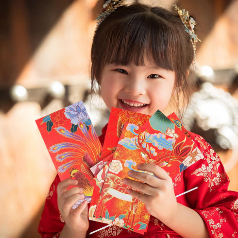 Red Envelopes Chinese New Year, 30 Pack 6 Styles Lucky Red Money Envelopes for Cash - 6.6 x 3.5inches, Peacock Dragon Goldfish Design Hong Bao Chi...