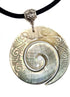 Hand Carved Maori Mother of Pearl Shell Koru Peace Pendant 16 to 27 inches Adjustable Cord necklace Handmade Jewelry CA239-N...