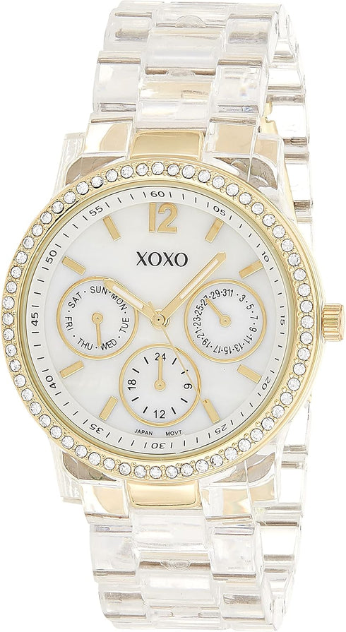 Accutime XOXO Women's XO5527 Clear Bracelet with Rhinestones on Gold Case Watch...