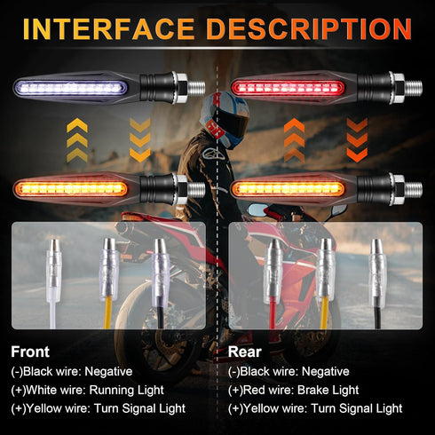 LivTee Super Bright 4PCS Motorcycle Indicators Flowing Turn Signal Brake Lights & Daytime Running Lights 12V for Motorbike Scooter Quad Cruiser Of...