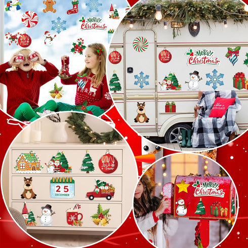 30 Christmas Theme Fridge Sticker Christmas Refrigerator Magnet Santa Claus Snowman Dwarf Snowflake Candy Fridge Magnet Stickers Decorations Xmas ...