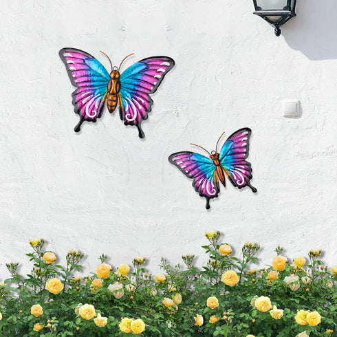 MUMTOP Metal Butterfly Wall Decor - 2 Pack Butterflies Wall Sculpture Hanging Wall Art for Indoor Outdoor Home Living Room Office Yard Garden...