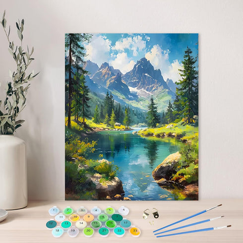 AIRDEA DIY Landscape Paint by Numbers Kits for Adults,Paint by Number for Adults Beginner Mountains,16x20inch DIY Rivers and Trees Simple Painting...