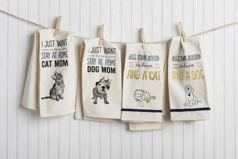 Primitives by Kathy 33139 Screen-Printed Dish Towel, 18 x 26-Inches, Just Want to Be a Cat Mom...