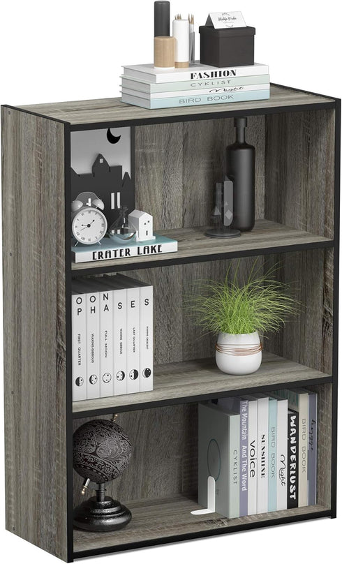 Furinno Pasir 3-Tier Open Shelf Bookcase, French Oak Grey...