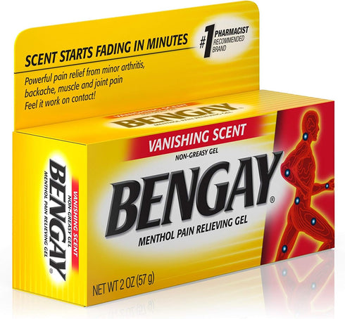Vanishing Scent Bengay Pain Relief Gel, Non-Greasy Topical Pain Reliever with Cooling Menthol, 2 oz...