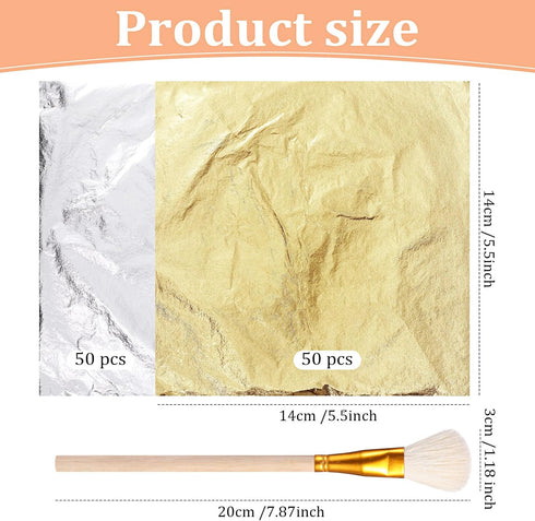Cunhill 100 Sheets Gold Foil Paper Art Gold Foil Sheets Gilding Brush Thin Gold Leaf Sheets Gold Foil Paper Craft for Arts Painting Gilding Crafti...