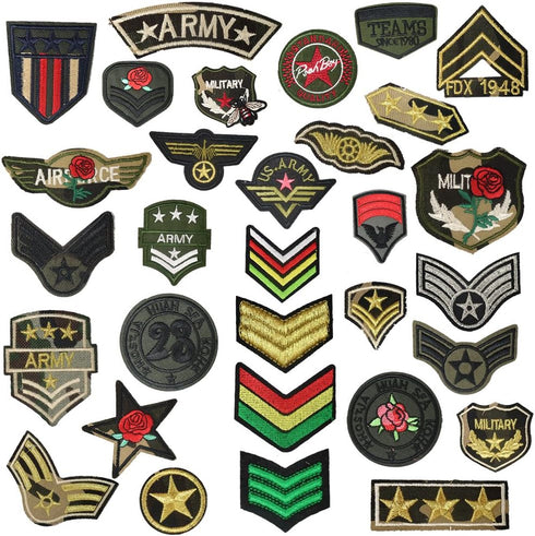 24pcs Soldier Badges Random Styles Embroidered Fabric Iron On or Sew On Cartoon Sticker Patches...