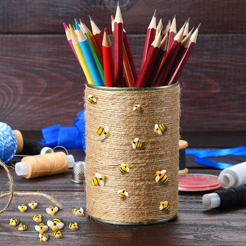 Hicarer 45 Pieces Tiny Bees Craft Decoration Party Decor Flatback Honey Resin Bee Shaped Embellishment with Storage Box for DIY Craft Home(0.51 In...
