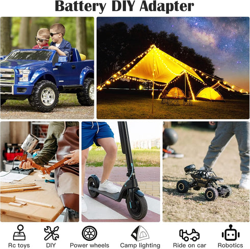 2 Packs Power Wheels Adapter for Milwaukee M18 Battery Adapter 18V Power Wheels Battery Conversion Kit with Switch, Fuse & Wire Terminals, 12AWG W...