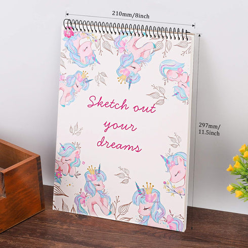 Sketchbook for Kids, Unicron Sketch Book and Art Paper for Girls and Artist Kids to Drawing and Sketching or Doodling, 8.5"x11", Spiral Bound Art ...