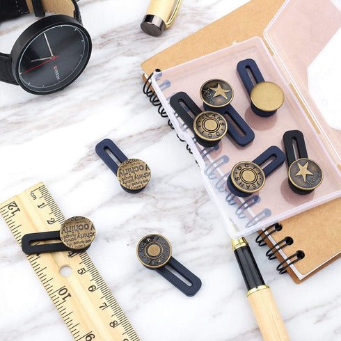 12 Pieces Button Waist Extender Stretch Waistband Extender Elastic Metal Button Extender for Women and Men Jeans Collar Cuffs Pants Supplies...