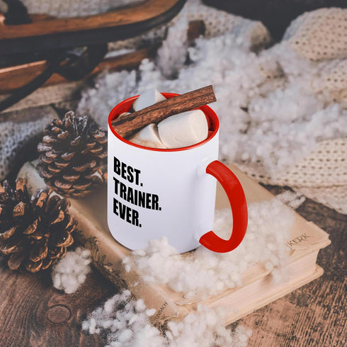3dRose 11oz Coffee Mug Two Tone Red, Best Trainer Ever Fun Gift For Training Job Appreciation Black Text for Mentors, Best Trainer Gifts, Apprecia...