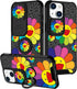 Goocrux (2in1 for iPhone 13 Case Smile Face Flower for Women Girls Pretty Girly Phone Cover Cute Floral Design with Slide Camera Cover+Ring Aesthe...