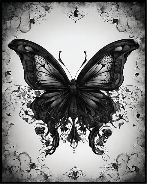 Posterizer 1 pcs- fancy black gothic butterfly-Gothic Art-Art for Animal Lovers- Living Room Bedroom Decor- unframed wall art...