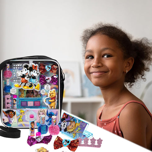 Disney 100 Shoulder Bag Makeup Set for Kids | Makeup Kit Includes Lip Balm, Nail Polish, Hair Bows & More | Suitable for Ages 3+ by Townley Girl...
