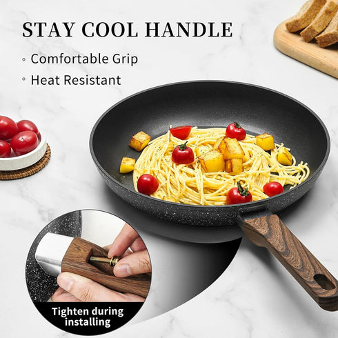 Frying Pan Nonstick - 9.5 Inch Pan,Non Stick Skillet Pans Egg Omelette Pan, Black Nonstick Non Toxic Frying Pan,Oven Safe, Induction Compatible, P...