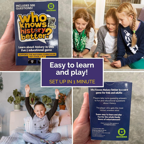 QUOKKA History Trivia Family Game - Card Board Game for Kids Ages 8-12 & Adults - Educational Questions | Easy to Learn | Fast Paced - Fun Learnin...