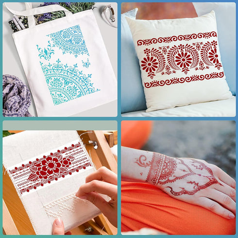 12 Pieces Large Mandala Stencil Reusable Mandala Painting Templates 8.3 x 11.7 Inch Floral Design Drawing Craft Stencil for DIY Wall, Tile, Furnit...