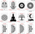 12 Pcs Sacred Geometry Stencils, Hamsa Hand Torus Om Sacred Lotus Moon Mandala Zen Stencils Flower of Life Yoga Spiritual Stencils Meditation Temp...
