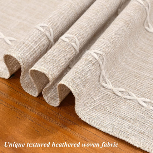 Wracra Rustic Linen Table Runner Farmhouse Style Table Runners 72 inches Long Embroidered Fall Table Runner with Hand-Tassels for Party, Dresser a...