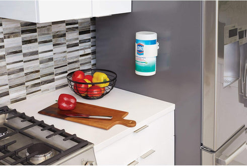 iDesign Wall Mount Wipe Holder, Cleaning Supplies, 6.54" x 4.15" x 4" ,Coconut...