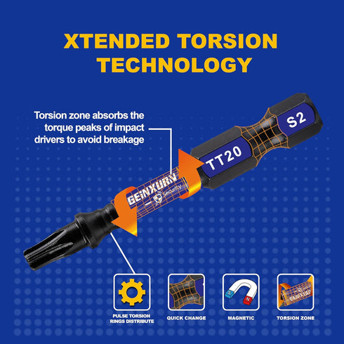 2 In. Security T20 Impact Magnetic Screwdriver Bit Set, 51Pieces #20 Torx Head Power Bit Set, S2 Alloy Steel Hollow Star Bit Set with 1Pcs Impact ...