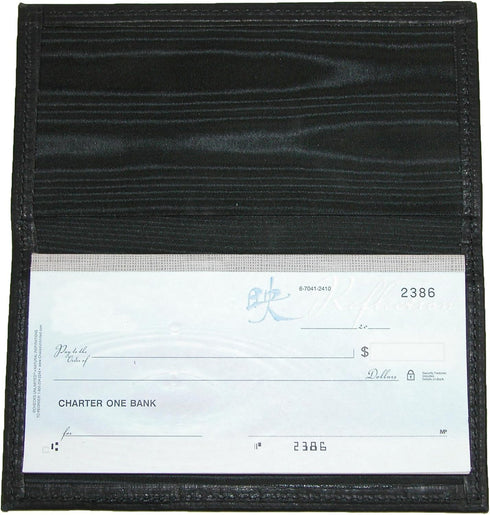 Boston Leather Unisex Textured Bison Leather Checkbook Cover, Black...