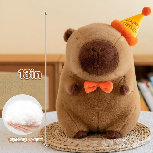 Cute Happy Birthday Capybara Plush Soft Capybara Stuffed Animal Kawaii Capybara Plushie Stuffed Toys Gift for Kids 13 inch...