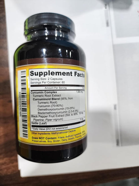 Key Nutrition Turmeric Curcumin Complex with Piperine, 100% Pure - 120 Capsules...