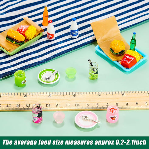 8 Set 20 Pieces Miniature Food Pretend Fast Food Play Toys Set Hamburger Fries Soda Pudding Milk Juice Doll Food Kitchen Accessory Toy for Kids Pa...