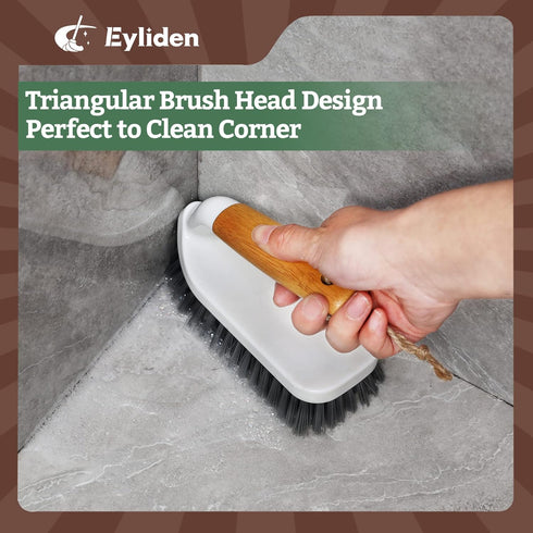 Eyliden Scrub Brush, 2 Pack Heavy-Duty Stiff Bristles Cleaning Brush, Natural Bamboo Handle, Multi Purpose Scrub Brushes for Bathroom Floor Tub Sh...