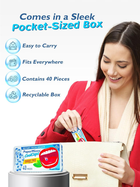 CoolCaps - Instant Fresh Breath Mints Sugar-Free 4 Pack - 160 capsules. Extreme Bad Breath Treatment for Adults, Breath Freshener Pearls for Halit...