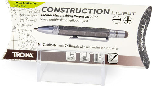 Troika CONSTRUCTION LILIPUT – PIP25/TI – Multitasking ballpoint pen (small) – Tool Pen– centimetre and inch ruler – slotted and Phillips screwdriv...