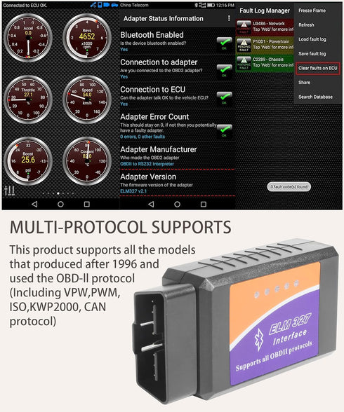 OBD2 Scanner,OBD2 Scanner Bluetooth,Car Accessories Car Code Reader Check Engine Light Diagnostic Scan Tool,Car Diagnostic Scan Tool OBDII Adapter...