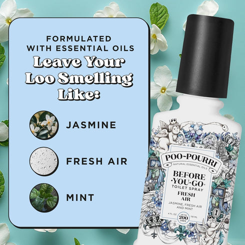 Poo-Pourri Before-You-Go Toilet Spray, Fresh Air, 4 Fl Oz - Jasmine, Fresh Air and Mint...