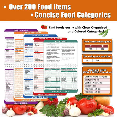 ???????? 200 ?????????? Air Fryer Cheat Sheet Magnets Cooking Guide Booklet, Air Fryer Cooking Guide, Air Fryer Magnetic Cheat Sheet Set, Air Frye...