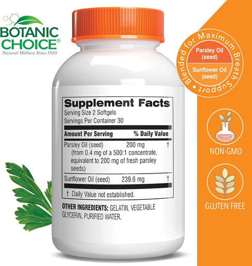 Botanic Choice Parsley Seed Oil-for Bad Breath from Odor-Causing Foods-Odor Neutralizer from Within-Breath Freshener gels-60 Softgels...