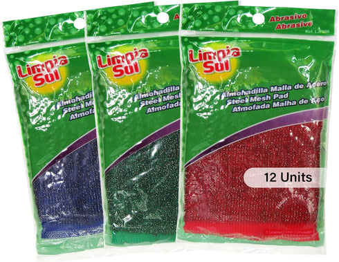 | Pack 12 Steel Mesh Pad | Stainless Steel Wool Scrub - Sponge Apartment Essentials | Cleaning Supplies Sponges Kitchen...