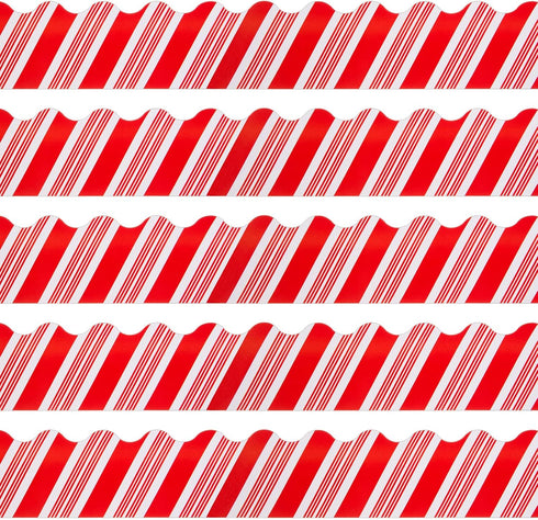 72 Feet Christmas Bulletin Board Borders Candy Cane Stripe Scalloped Borders Trims Red White Stripe Bulletin Borders Peppermint Classroom Decorati...