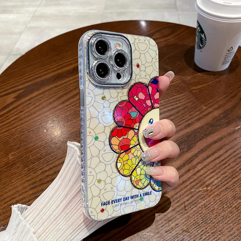 Cartoon Case for iPhone 15 Pro Max 6.7'' with Cute Glitter Bling Pattern Soft TPU Shockproof Protective with Camera Lens Protector for Girls Women...
