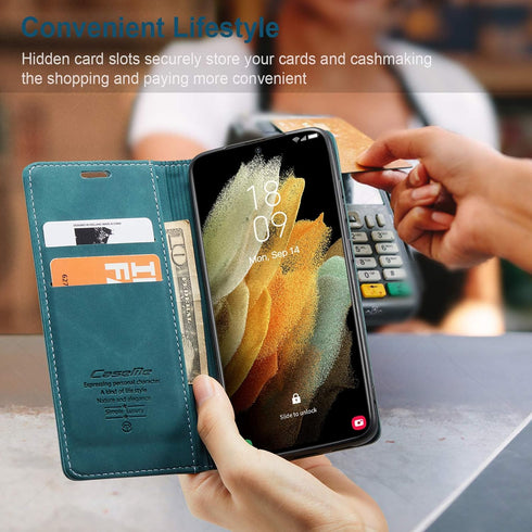Kowauri Flip Case for Galaxy S21 Ultra - Leather Wallet With Card Slot and Magnetic Closure for Samsung Galaxy S21 Ultra 5G (Teal)...
