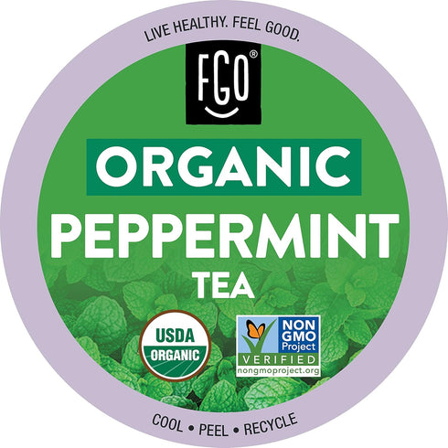 FGO Organic Peppermint Tea K-Cup Pods for Keurig, 24 Count (Pack of 1), Naturally Caffeine-Free Herbal Tea, USDA Organic, Non-GMO, & Recyclable...