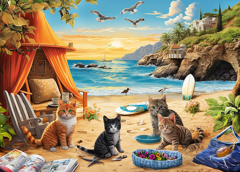 500 Piece Puzzles for Adults - Difficult Jigsaw Puzzles for Adults Challenging - Coastal Cats and Seagulls...